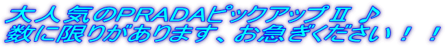 ��l�C��PRADA�s�b�N�A�b�v�U��
���Ɍ��肪����܂��A���}�����������I�I
